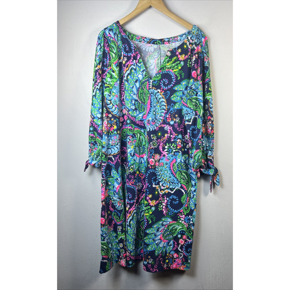 Lilly Pulitzer 2XL women's Cath Take Me To The Sea Cotton Shift Dress XXL - Picture 5 of 14